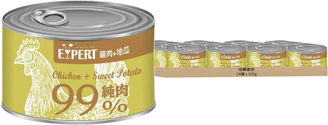 福壽實業 expert 艾思柏 犬罐, 165g, 24罐, 雞肉 + 地瓜