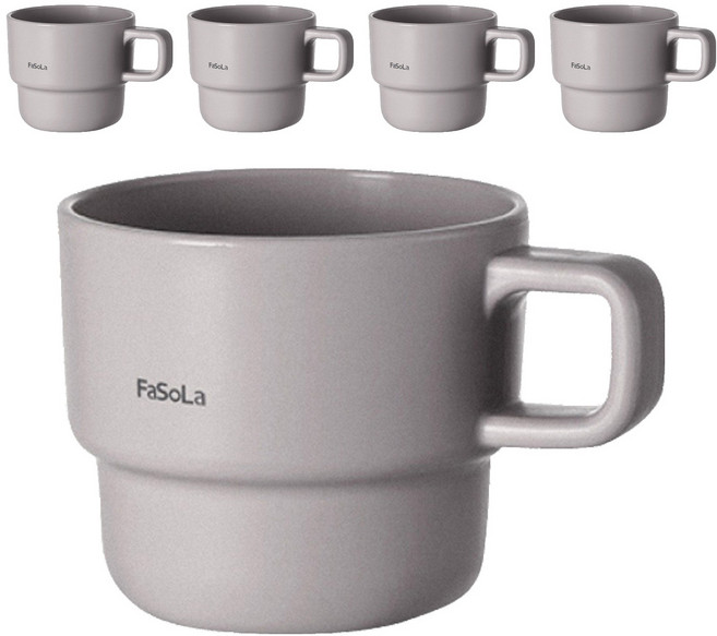 FaSoLa 淡雅系創意疊疊漱口杯 320ml 灰色, 5個