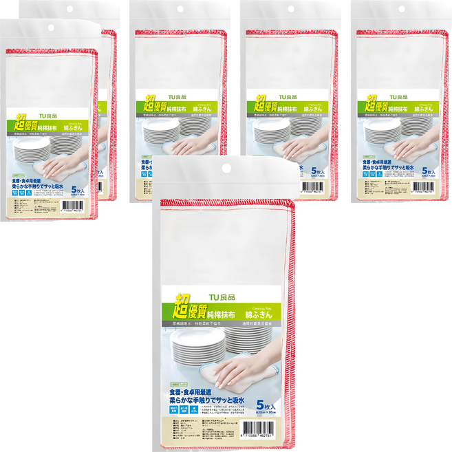 TU 良品 超優質純棉抹布 5條, 6包