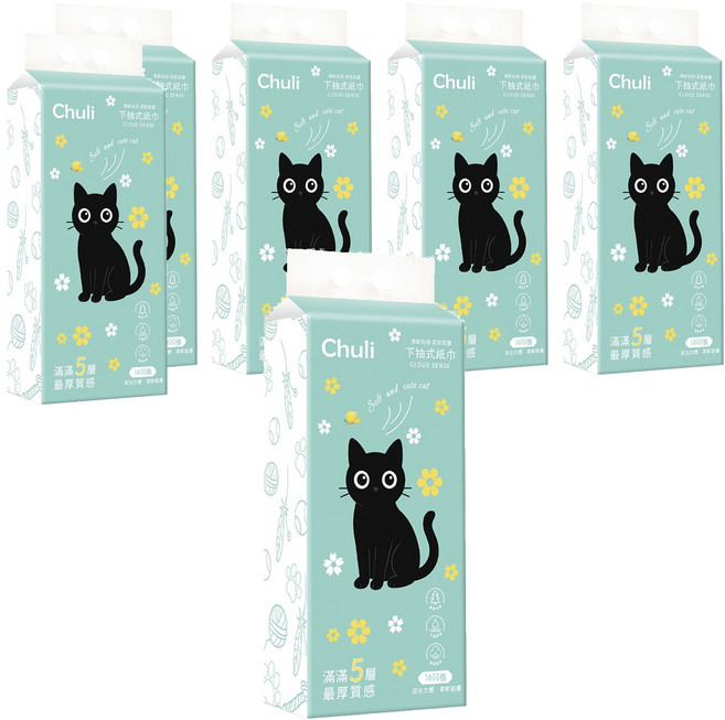 Chuli 初梨 下抽式紙巾, 1入, 6包