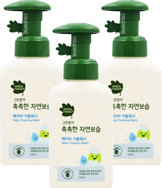 GREEN FINGER 綠手指 嬰幼兒沐浴泡泡慕斯, 320ml, 3瓶