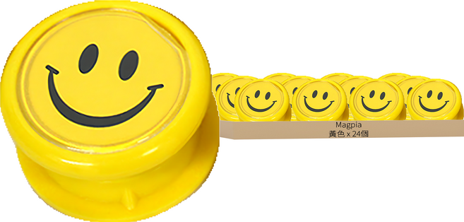 magpia 微笑黑板磁磁釘 MSMH-35-24, 黃色, 24個