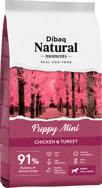 Dibaq Natural moments 雞肉&火雞肉 小型幼犬用自然嗑糧 91%動物性蛋白, 1袋, 3000g