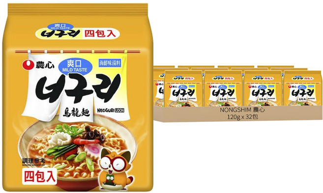 NONGSHIM 農心 爽口海鮮味烏龍麵, 120g, 32包