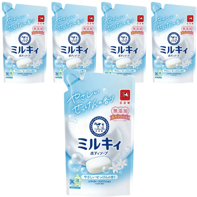 Milky Bodysoap 台灣公司貨 牛乳精華沐浴乳 補充包 清新皂香, 360ml, 5包