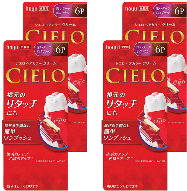 CIELO 宣若 EX 染髮霜 簡單一按 白髮用, 6P 深紅棕, 4盒