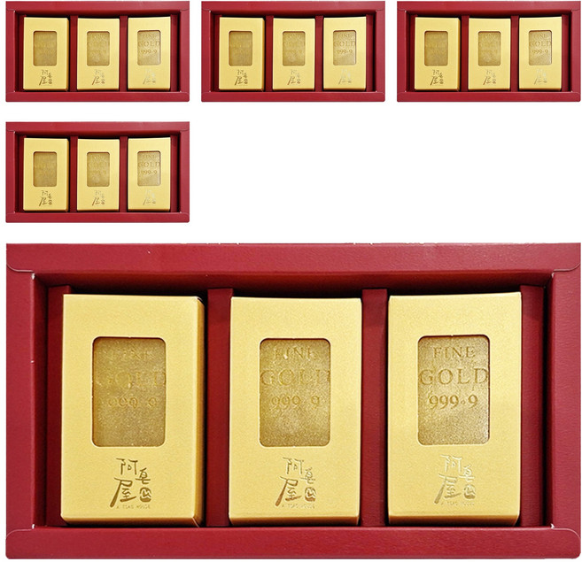 A TSAO HOUSE 阿皂屋 紅禮藏金 開運金條檀香手工皂3入禮盒 附提袋 手工皂80g x 3個, 5盒