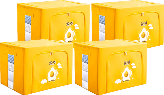 多功能可摺疊收納箱 22L, 早安晨之美 黃色, 4個