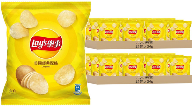 Lay's 樂事 洋芋片 美國經典原味, 34g, 24包