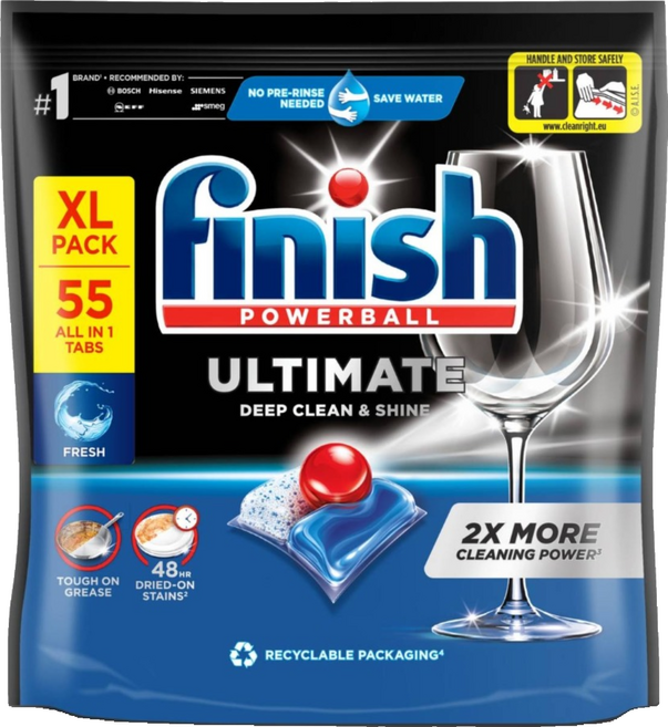 finish 多合一洗碗機專用清潔錠 55顆, 1袋, 709.5g