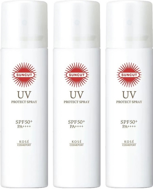 KOSE 高絲 SUNCUT UV 曬可皙 台灣公司貨 高效防曬噴霧, 90g, 3瓶