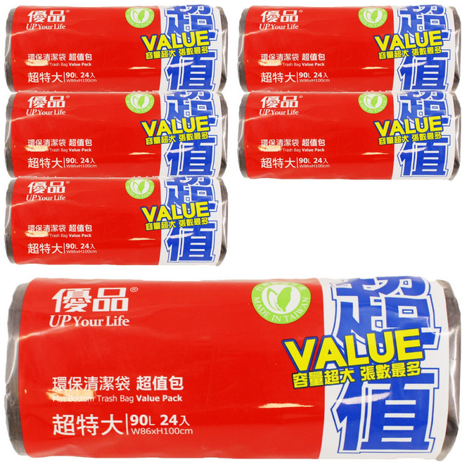 優品 真消髒清潔袋 特超大 24入, 90L, 6捲