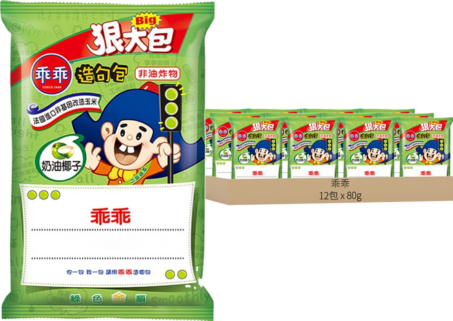 乖乖 玉米脆條 奶油椰子, 80g, 12包