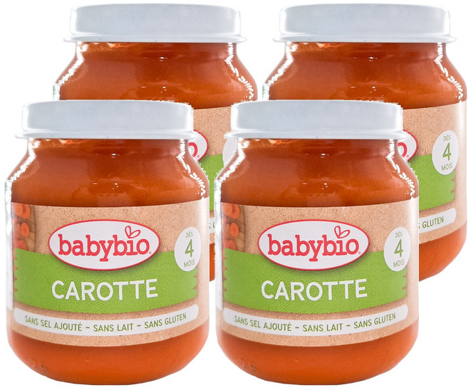 babybio 生機鮮蔬泥 紅蘿蔔蔬菜, 130g, 4罐