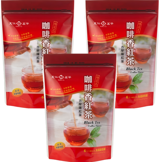 天仁茗茶 咖啡香紅茶 古早味紅茶, 45g, 6包, 3袋