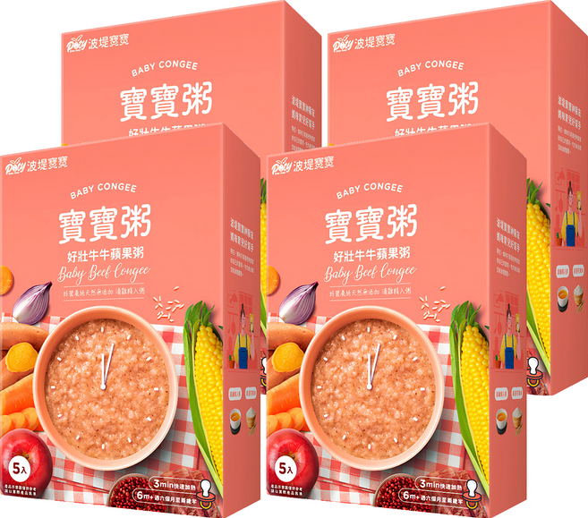 波堤寶寶 寶寶粥 好壯牛牛蘋果, 750g, 4盒