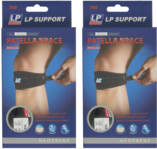 LP SUPPORT 髕腱墊片加壓束帶 髕骨帶 769, 黑色, 2個