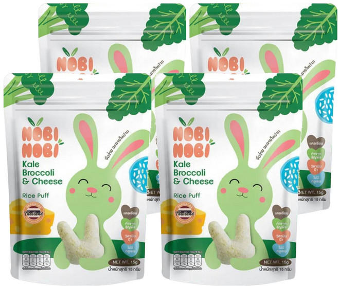 NOBI NOBI 娜比兔兔小米菓 15g 寶寶健康零食, 4包, 起司蔬菜