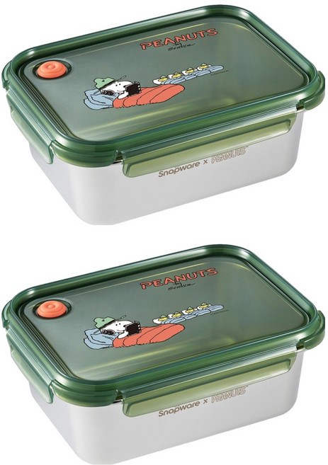 Corelle Brands 康寧餐具 Snapware SNOOPY 露營趣 不鏽鋼保鮮盒 1850ml, 2個