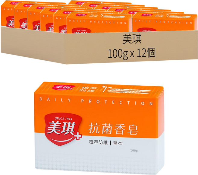 美琪 天然抗菌香皂 草本, 100g, 12個