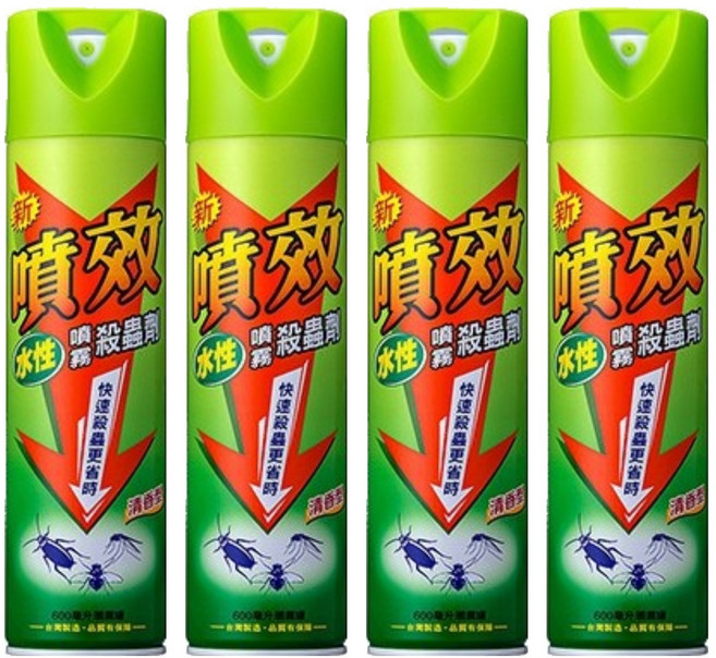 噴效 水性噴霧殺蟲劑 清香型, 600ml, 4瓶