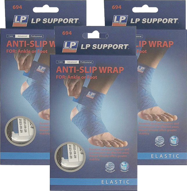 LP SUPPORT MAXWRAP 踝部矽膠彈性繃帶 694, 藍色, 3盒