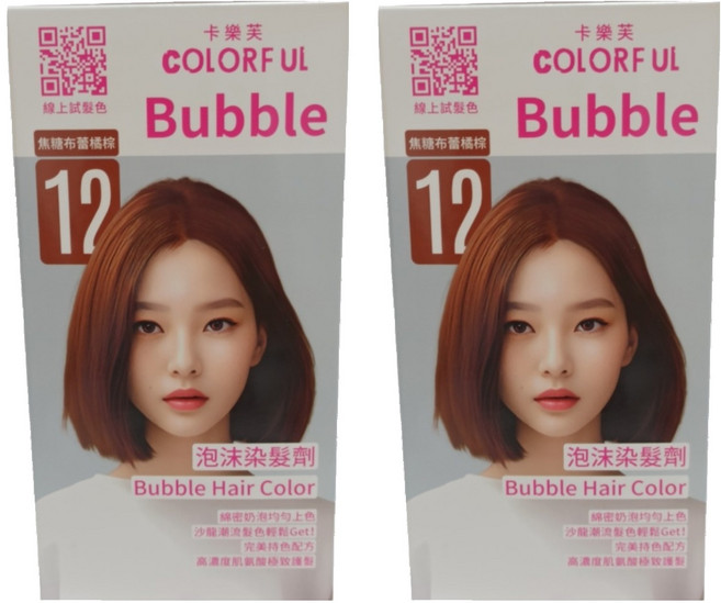 COLORFUL 卡樂芙 泡沫染 染髮劑, 12焦糖布蕾橘棕色, 2盒