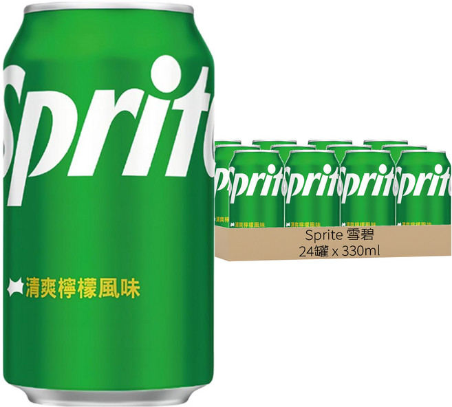 Sprite 雪碧 清爽檸檬風味, 330ml, 24罐