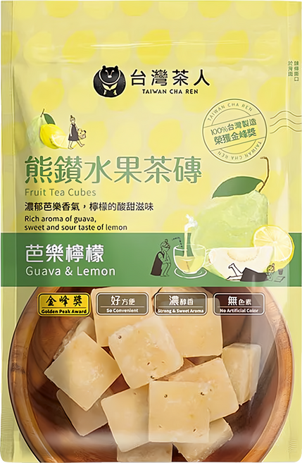 台灣茶人 熊鑽水果茶磚 芭樂檸檬 Fruit Tea Cubes-Guava&Lemon, 20g, 7顆, 1袋