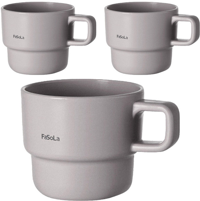 FaSoLa 淡雅系創意疊疊漱口杯 320ml 灰色, 3個