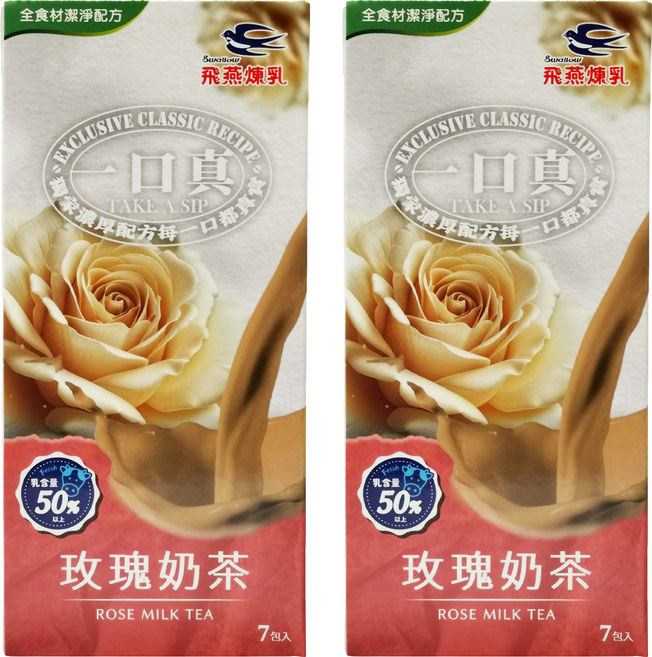 Swallow 飛燕煉乳 一口真 玫瑰奶茶, 12g, 7條, 2盒