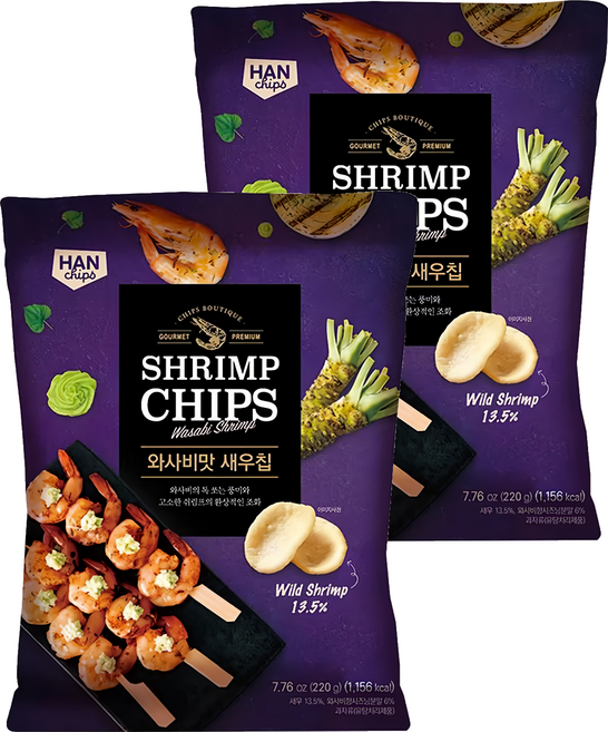 HANCHIPS 韓國蝦餅 芥末味, 2包, 220g