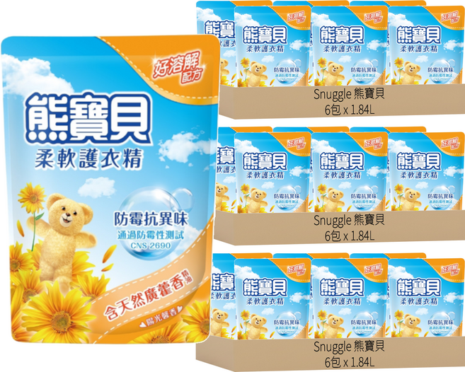 Snuggle 熊寶貝 柔軟護衣精補充包, 1.84L, 18包