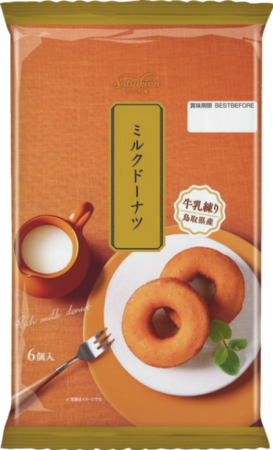 Maybelle 丸中製菓 濃厚牛乳甜甜圈 6入裝, 240g, 1包