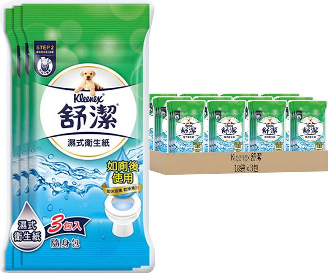 Kleenex 舒潔 舒潔濕式衛生紙, 3包, 18袋