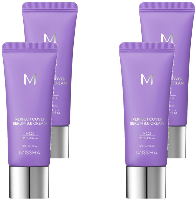MISSHA 台灣公司貨 完美遮瑕BB霜 SPF50+ PA++++, NO.23 自然色, 20ml, 4條