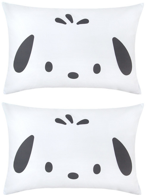 NARA HOME DECO 三麗鷗角色雙面 New Face枕套 + 超細纖維枕芯組, 帕恰狗 白色, 2組