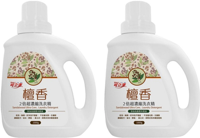 Klean J 可立潔 2倍超濃縮洗衣精 檀香, 1kg, 2個