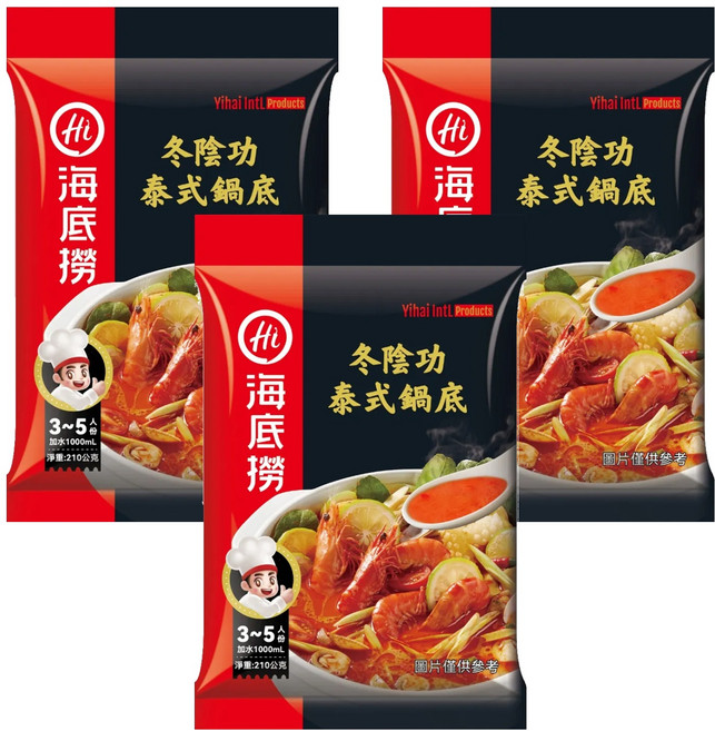 海底撈 冬陰功泰式鍋底, 3包, 210g
