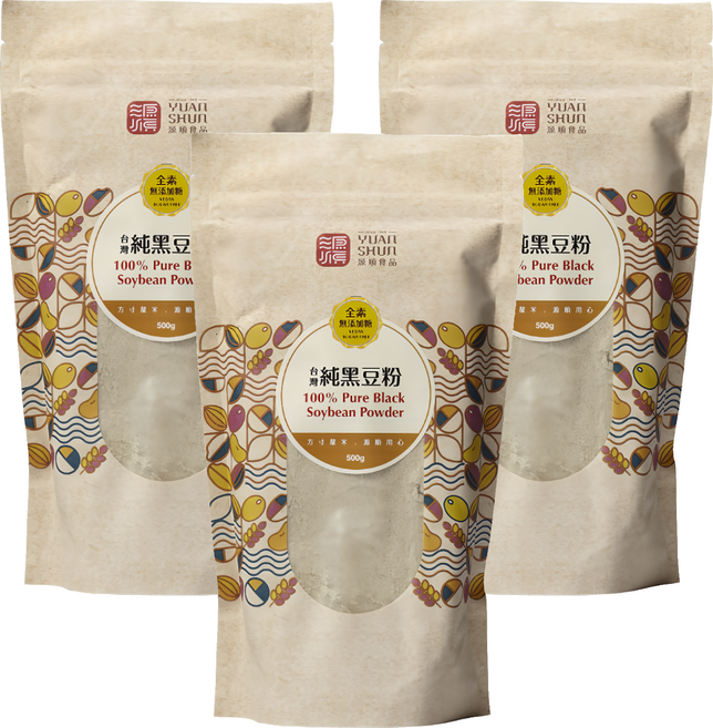 源順食品 台灣純黑豆粉, 500g, 3包