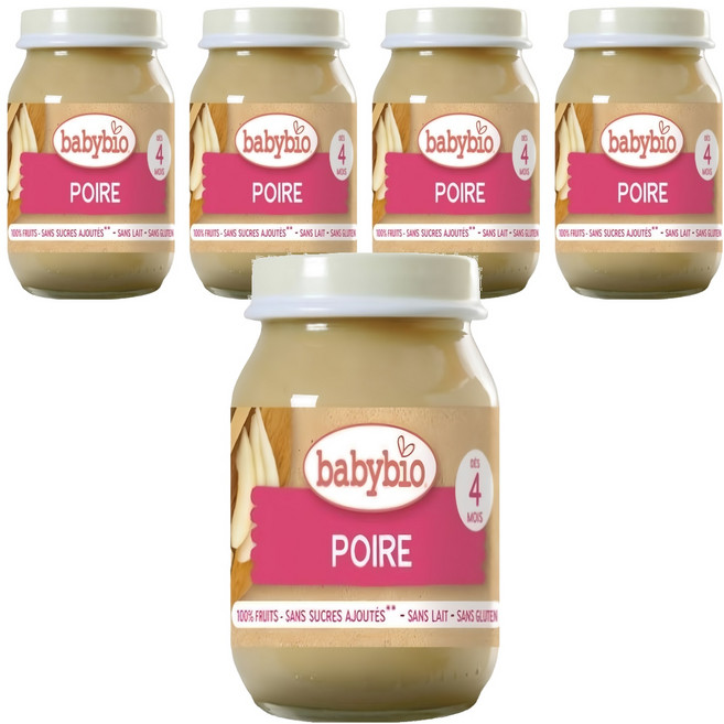 babybio 生機洋梨鮮果泥 4個月以上適用, 5罐, 130g, 洋梨