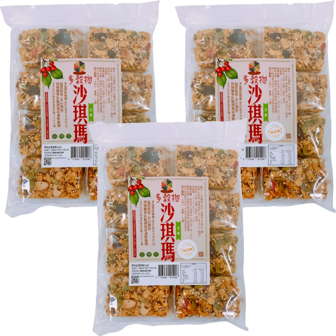 珍田生機 多穀物沙琪瑪, 320g, 3袋