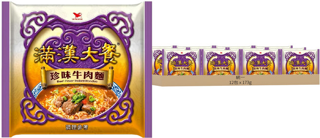 統一 滿漢大餐 珍味牛肉麵 173g, 12包