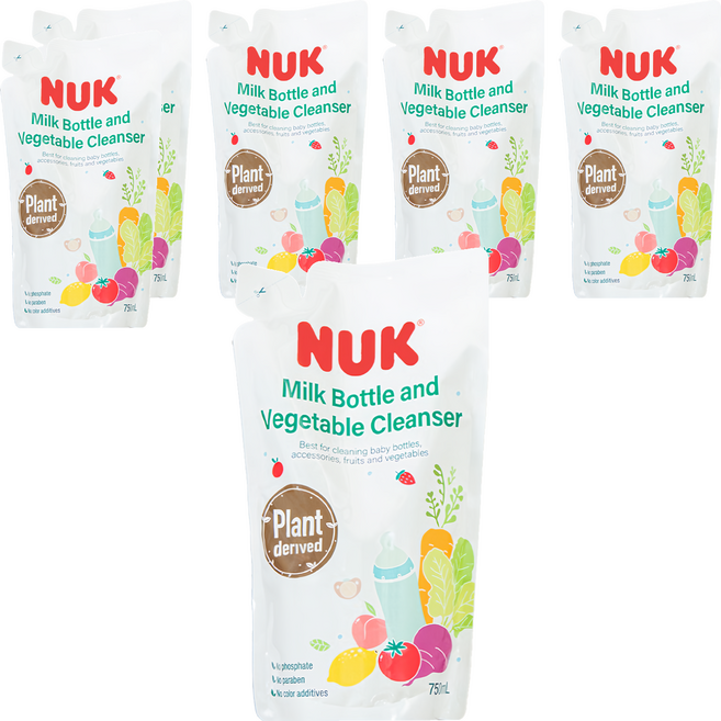 NUK 植萃奶瓶蔬果清潔液 補充包, 750ml, 6包