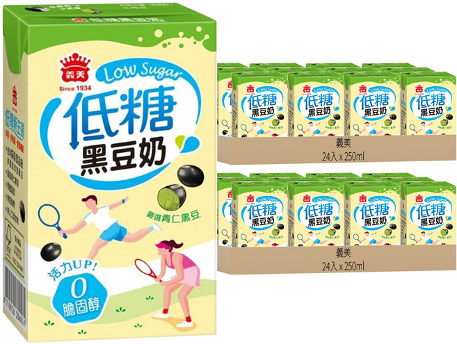 義美 低糖黑豆奶, 250ml, 48入