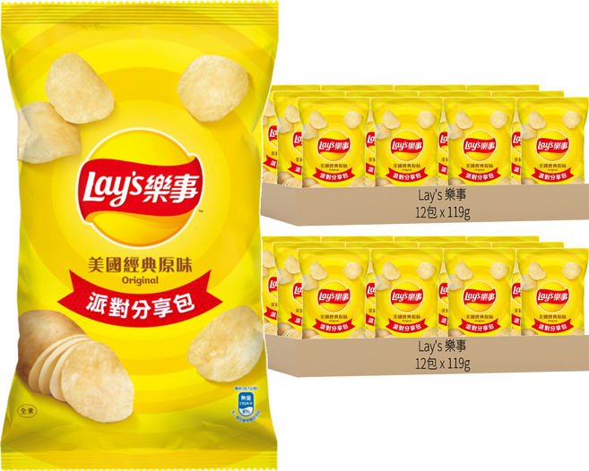 Lay's 樂事 洋芋片 美國經典原味, 119g, 24包