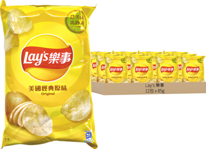 Lay's 樂事 美國經典原味洋芋片, 85g, 12包