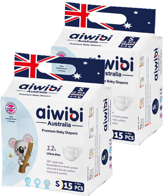 aiwibi 愛薇彼 零觸感瞬吸黏貼型尿布 4~8kg, S, 30片