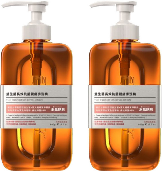 南僑水晶 益生菌長效抗菌親膚手洗精, 800g, 2瓶