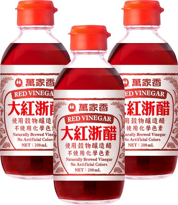 萬家香 大紅浙醋, 3個, 200ml
